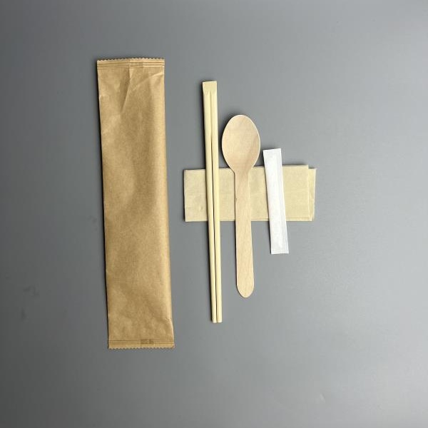 Kraft Wrapped Chopsticks Cutlery Set