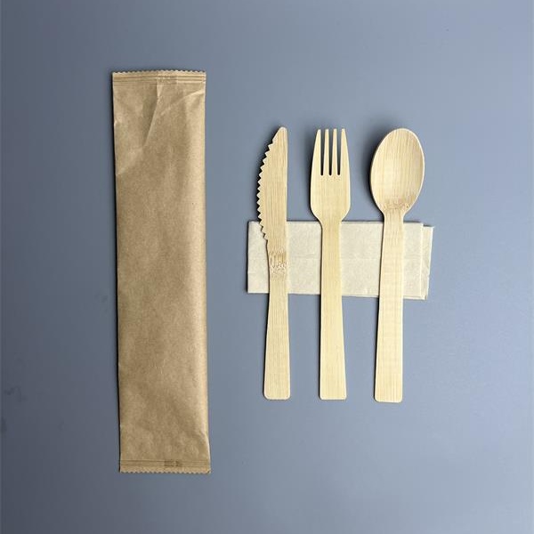 Kraft Wrapped Bamboo Cutlery Set