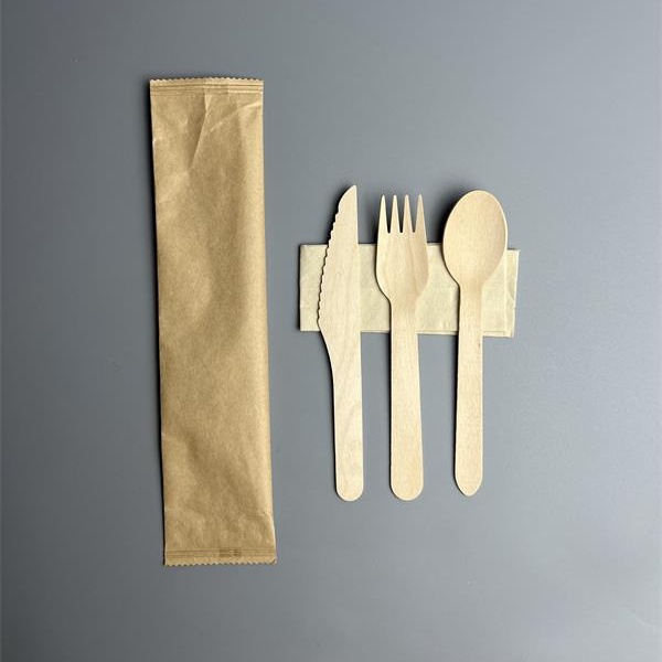 Kraft Wrapped Wood Cutlery Set