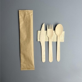 Kraft paper wrapped cutlery set